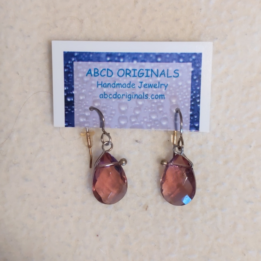 Handmade purple drop earrings